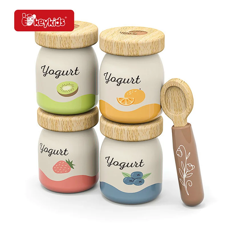 Wholesale Pretend Play Kids Wooden Fruit Yogurt Toy with Spoon W10B566